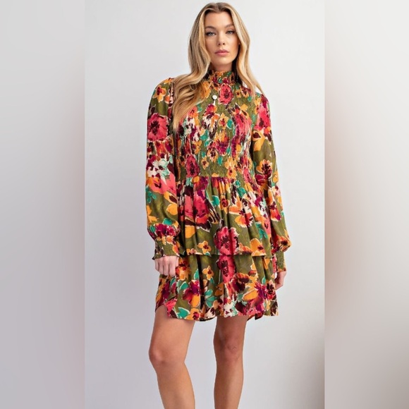easel Dresses & Skirts - Easel Floral Long Sleeve Dress
